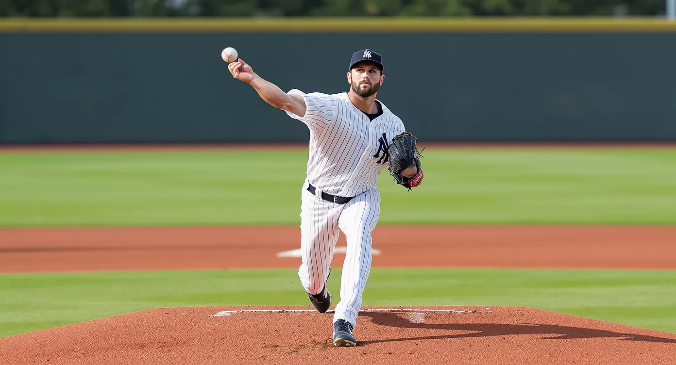 MLB starting pitcher delivering a pitch in early innings under stadium lights, the core matchup behind first five innings betting